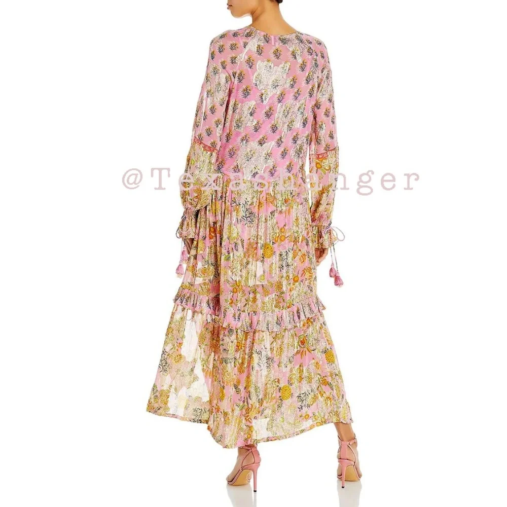 NWT HEMANT & NANDITA Dhea Kaftan M Medium Canary Yellow Taffy - Picture 7 of 16